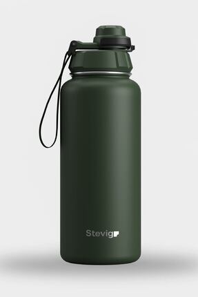 1 Hand Leak-Proof Sızdırmaz Çelik Termos 1000 Ml Green ST-215 Image 0