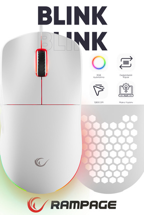 Blink Beyaz Rgb Makrolu 12800 Dpi E-spor Örgü Kablo Profesyonel Gaming Mouse Oyuncu Mouse Image 0