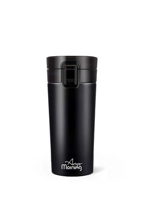 380 ml Paslanmaz Çelik Termos Mug, Tuş Kilitli, Sızdırmaz, Çift Katmanlı, Siyah Ba21522 Image 0