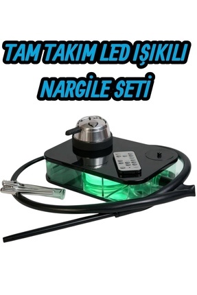 Işıklı Portatif Nargile Mika Nargile Işıklı Masa Üstü Nargile Led Lotus Marpuç Tam Set Image 0