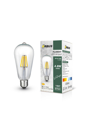 STB64 4.8W E27 LED Ampul Clear Beyaz Işık 600lm Image 0