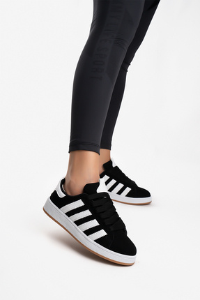 Kadın Günlük Siyah Beyaz Süet Spor Ayakkabı Sneaker Image 0