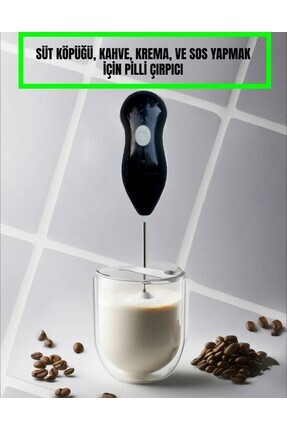 Pilli Süt Köpürtücü & Kahve Çırpıcı Siyah – Barista Kalitesinde Köpük ve Karışımlar Image 0
