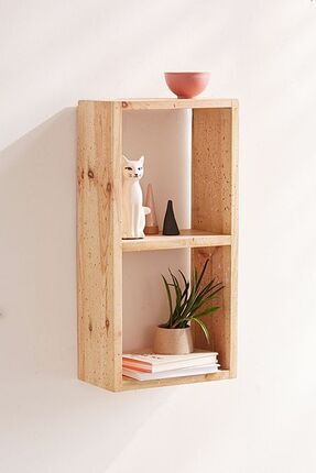 Doğal Ahşap Çok Amaçlı Raf, Kitaplık, Çiçeklik,Banyo Rafı DRK703 Image 0