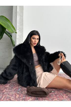 Kadın Yumuşak Dokunuşlu İçi Astarlı Oversize Premium Kürk Image 2