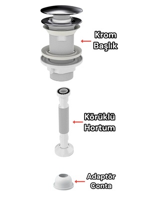 İzyapı Klik Klack Taşmalı Metal Bas Aç Lavabo Sifonu Image 0