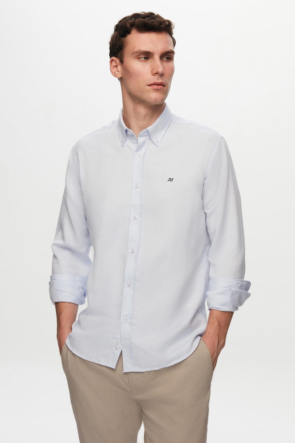 پیراهن پنبه ای با یقه دکمه ای آکسفورد اسلیم فیت Ds Damat