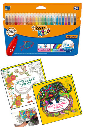 Mandala Büyükler Için Boyama Seti - 2 Kitap Ve 24'lü Keçeli Kalem nova Image 0