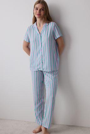 Bon Vivant Gömlek Pantolon Lila Pijama Takımı Image 0