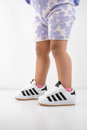 Bebek Çocuk Günlük Beyaz Siyah Zarif Rahat Spor Ayakkabı Sneaker Image 0