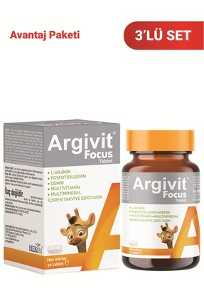 Focus 3'lü Paket Fosfatidilserin, L-Arjinin, Multivitamin ve Multimineral Tablet 30 Adet Image 0