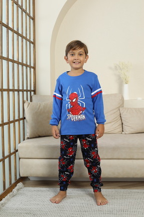 Desenli Erkek Çocuk Pijama Takımı Mavi Image 0