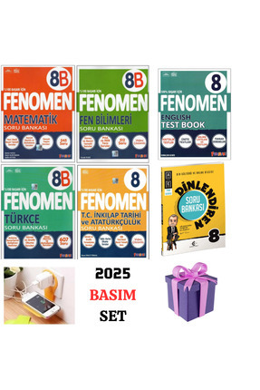 FENOMEN 2026 8.SINIF 5 DERS SORU BANKASI + EKERTEST DİNLENDİREN SORU BANKASI SET PRİZ TUTUCU+HEDİYE Image 0
