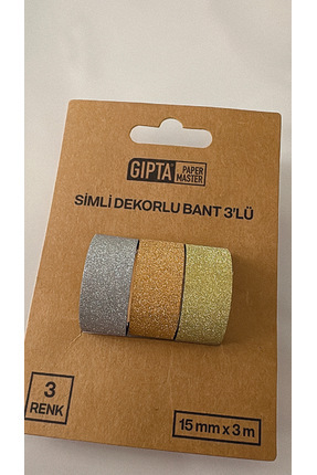 Gipta Simli Dekorlu Bant 3’lü – Gümüş, Altın, Sarı Image 0