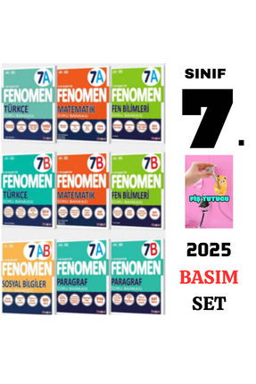 FENOMEN 2025-2026 7.SINIF TÜR-MAT-FEN-SOSYAL-PARAGRAF 9'LU A+B FULL SET FİŞ TUTUCULU Image 0