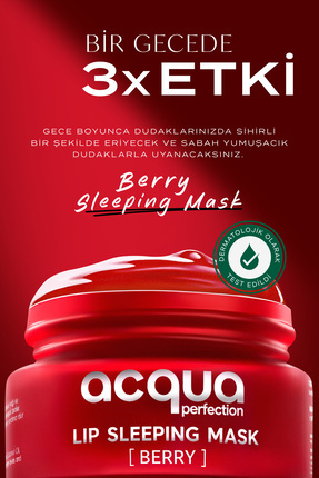 Acqua PerfectionLip Sleeping Mask Berry | Onarıcı & Canlandırıcı Dudak Maskesi | Pürüzsüzleştirici E Image 0