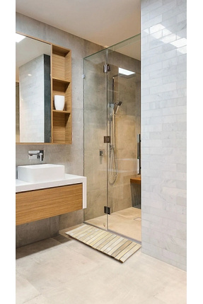 Ahşap Paspas Banyo Paspası Duşakabin Lavabo Kapı Önü Paspas 68x40 cm Büyük Boy Image 0