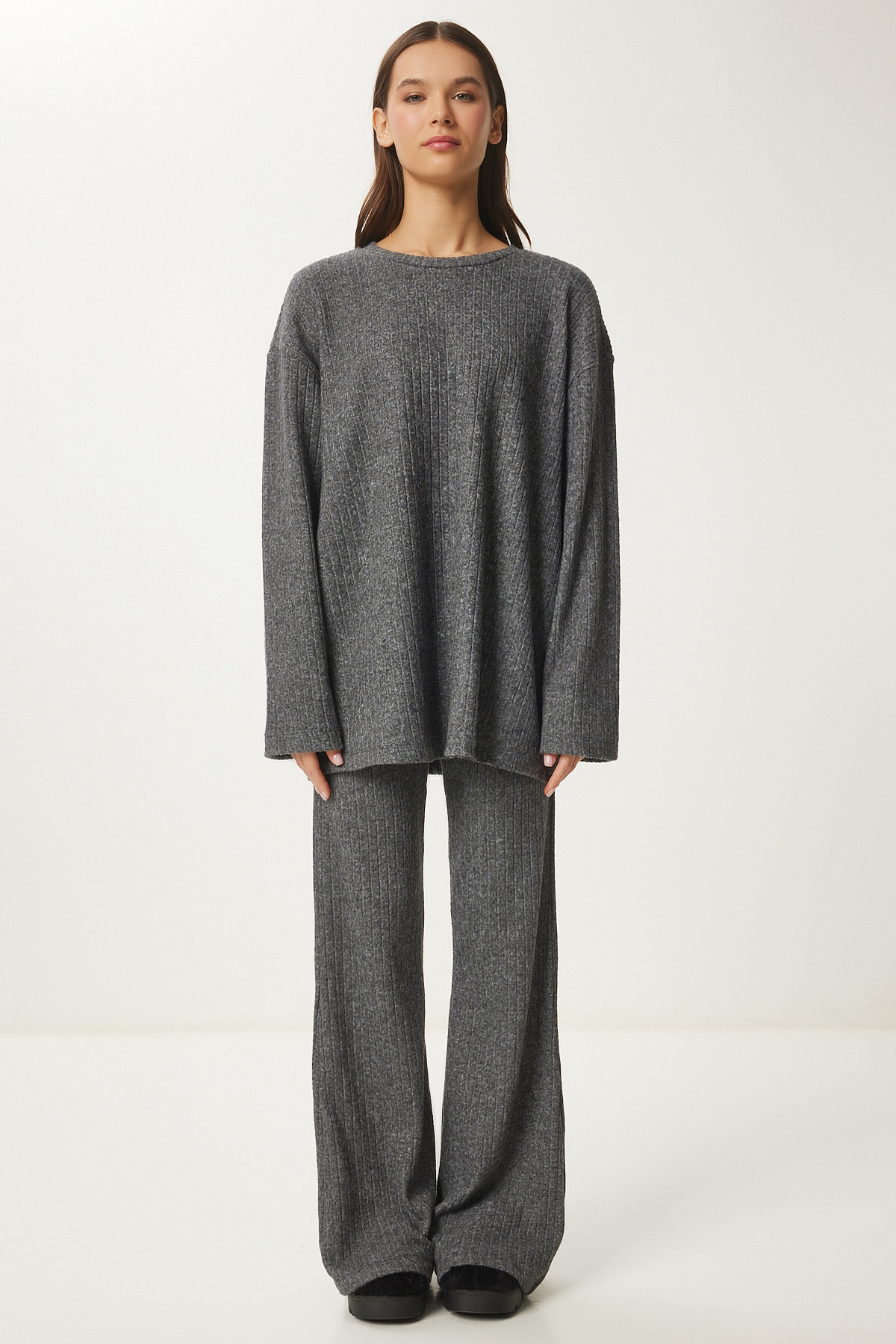 ست بلوز و شلوار بافتنی راحت ANTHRACITE LRG0014