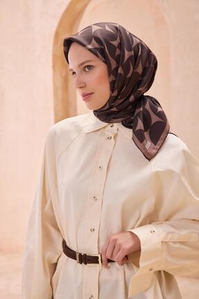 Twill İpek Eşarp - 4117-86 Kahve Image 0
