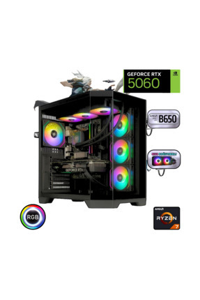 Ryzen 7 7800x3D 32GB Ddr5 1tb SSD Rtx 5060 B650 Anakart 240MM Sıvı Soğutma Oyuncu Bilgisayarı Image 0