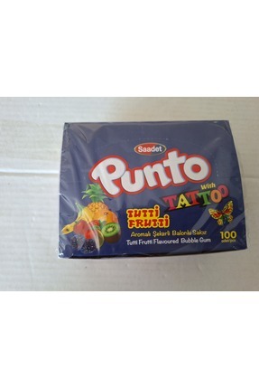 TATTOO TUTTİ FRUTTİ (KAREIŞIK MEYVE) AROMALI ŞEKERLİ DÖVMELİ BALONLU SAKIZ 100 ADET * 4 GR Image 0