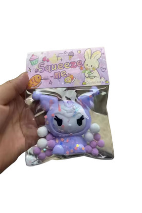 KUROMI figürlü taba sukuşi squishy stres oyuncağı yumuşacık jel oyuncak skuşi mor Image 0