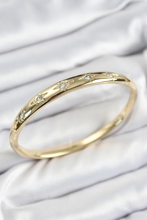 Pirinç Zirkon Taşlı Kutup Yıldızı Model Gold Renk Kadın Kelepçe Image 0