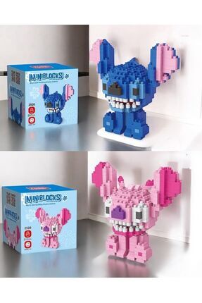 Stitch ve Angel MiniBlocks 2’li Bricks Blok Seti – Lego Uyumlu Yapım Oyuncak - Premium Seri Image 0