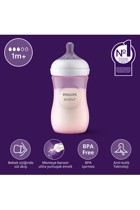 Doğal Tepkili Pp Pembe Biberon 260ml 1 Ay Scy903/11. Image 0