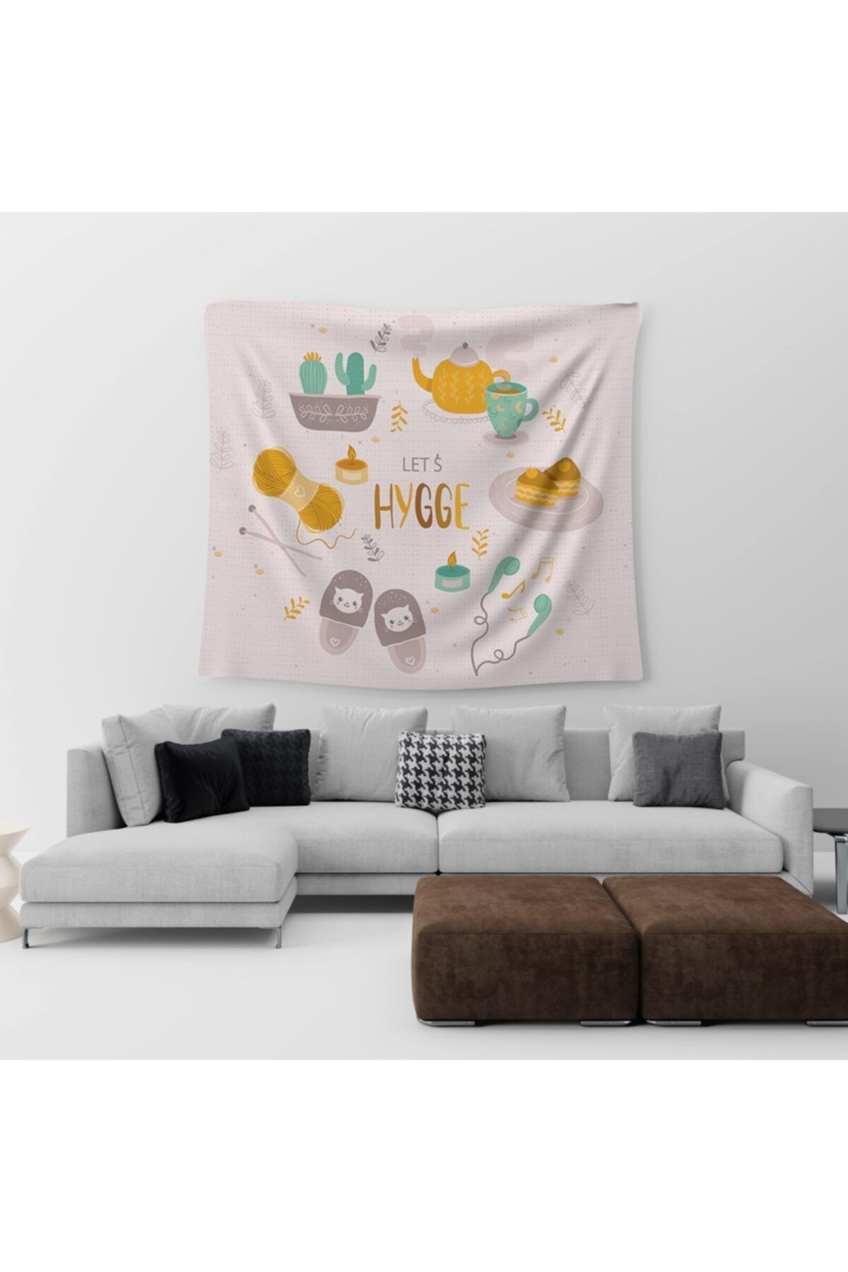 ECODECO Let's Hyge 150x150 Cm Duvar Örtüsü / Piknik Örtüsü / Masa Örtüsü