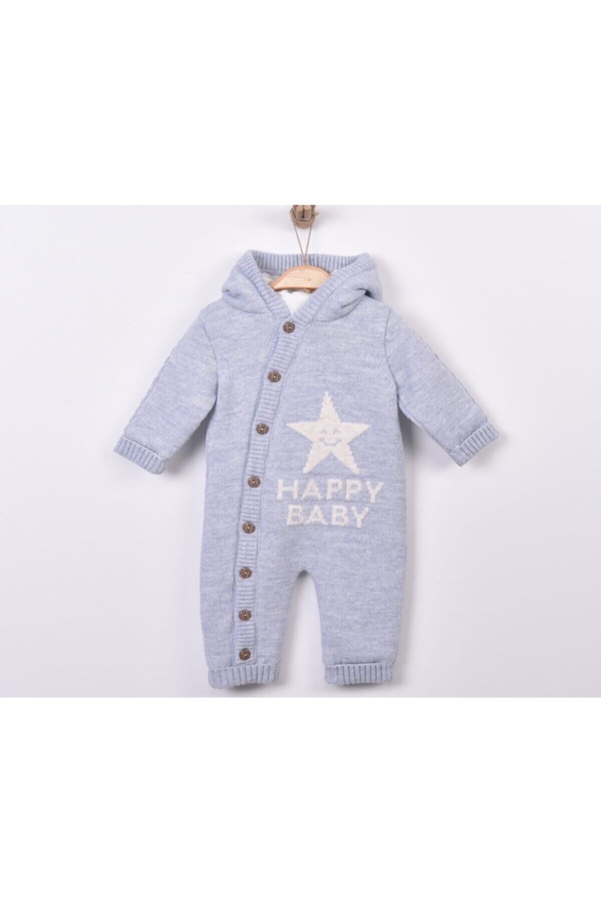 Puppis Baby Erkek Bebek Mavi Kapşonlu Yıldız Tulum