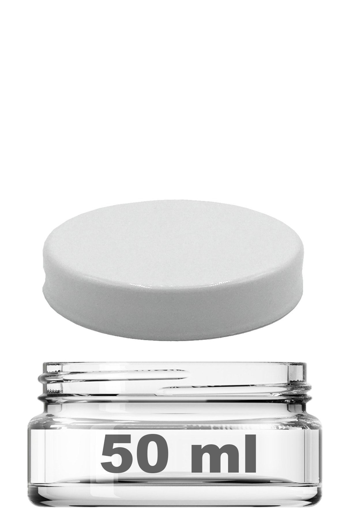 Afracam 50 ml Beyaz Kapaklı Şeffaf Cam Krem Kavanoz