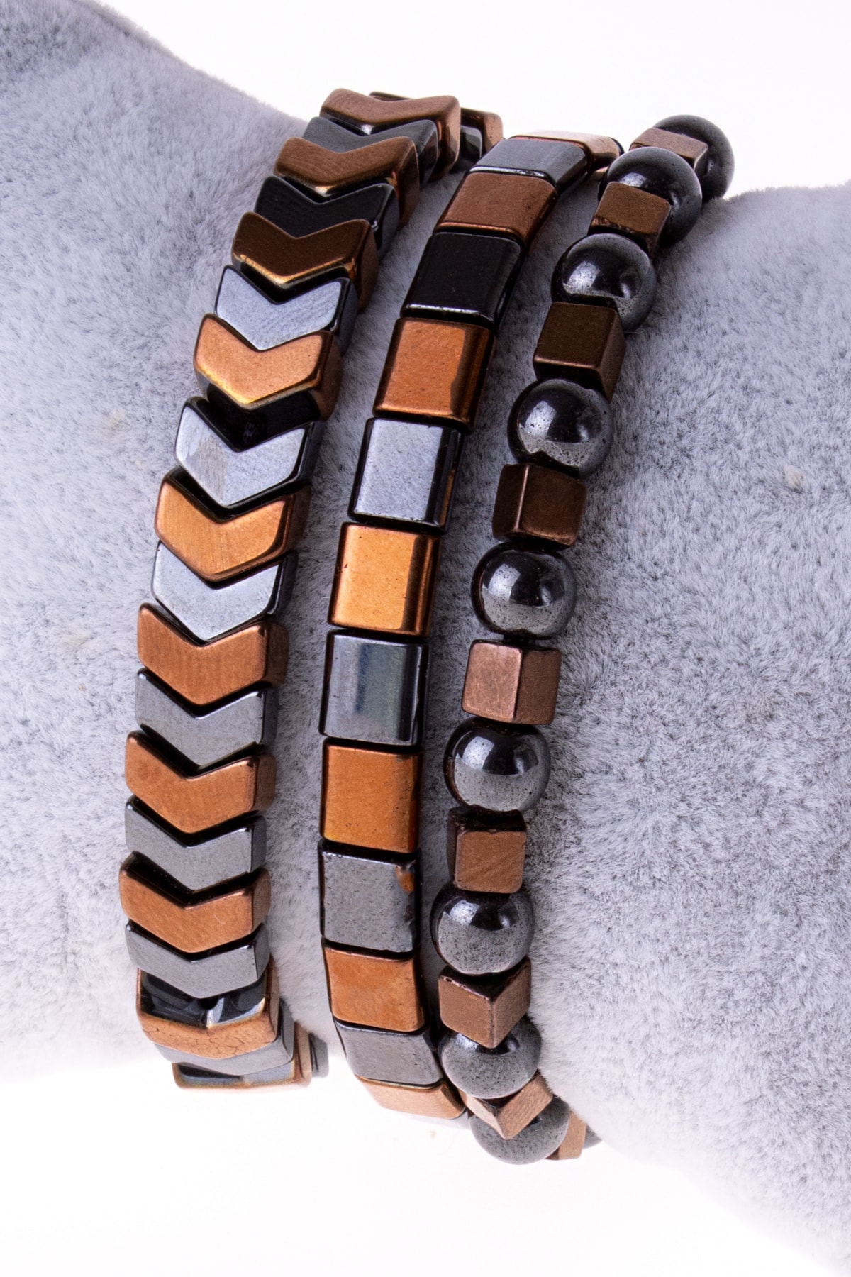 Eyya Accessories 3 Lü Kombin Hematit Taşı Makrome El Örgüsü Erkek Bileklik