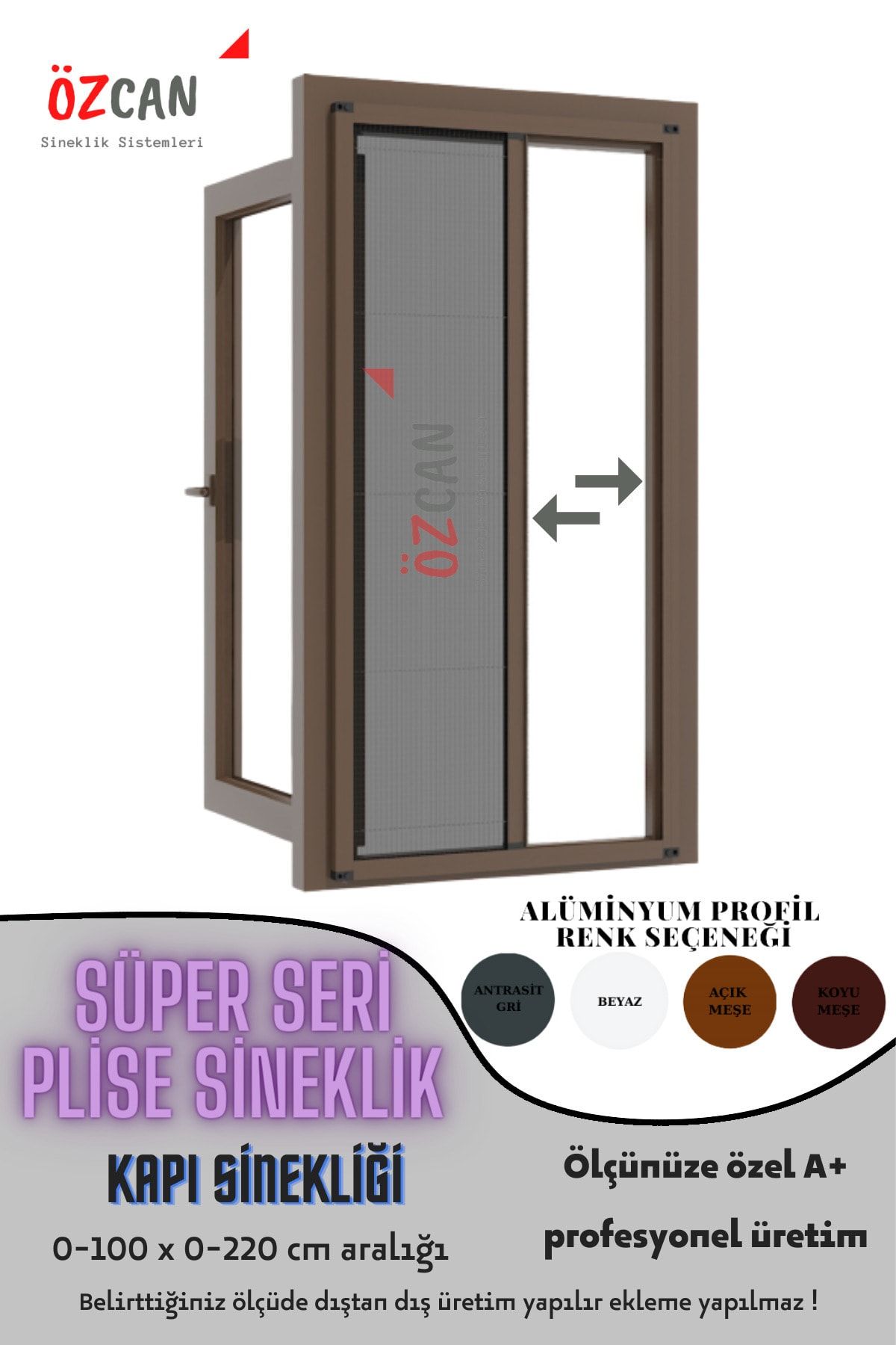 ÖZCAN Plise Pileli Kapı Sinekliği Sürgülü Sineklik Kapı Sineklik