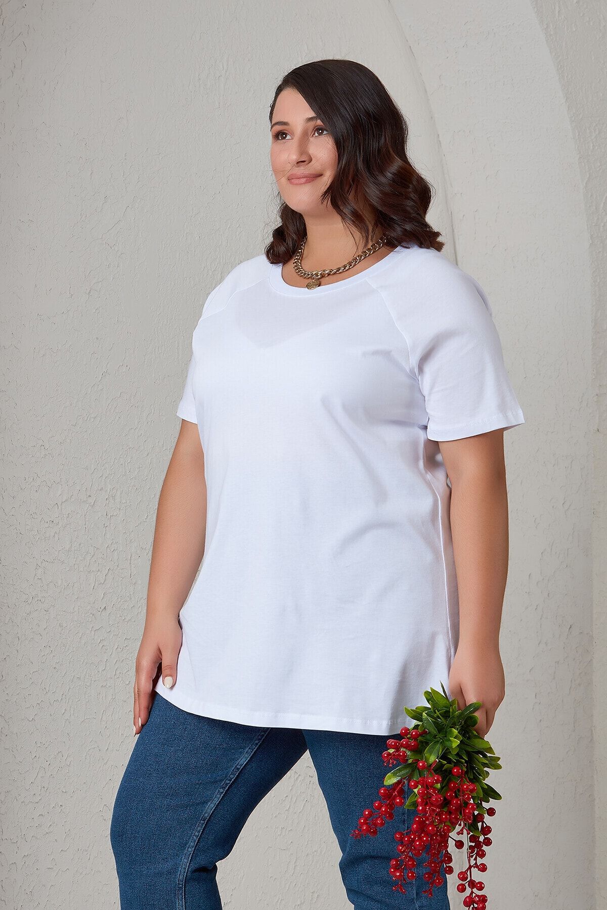 Büyük Moda Reglan Kollu Basic Tişört