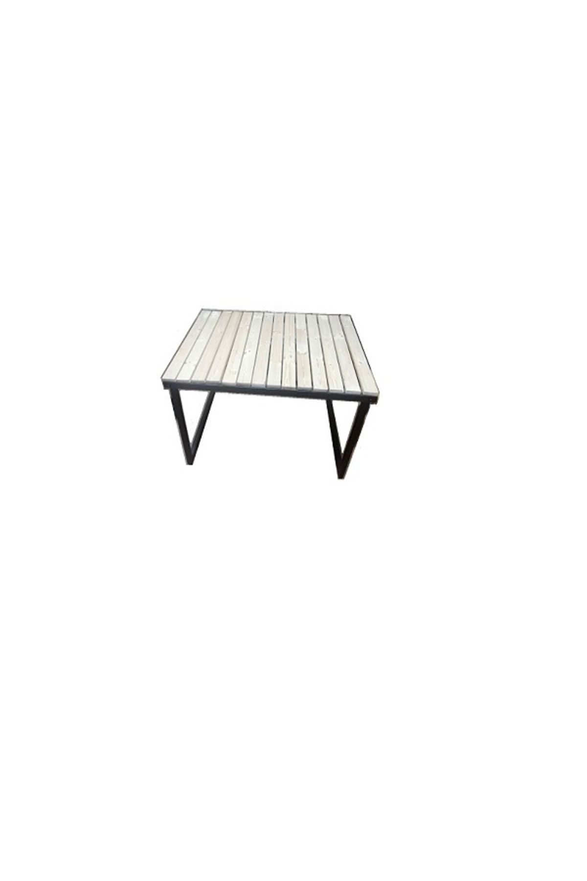 ÇORAK Bahçe Balkon Teras Masası Metal-Ağaç Siyah Naturel 80x150 cm