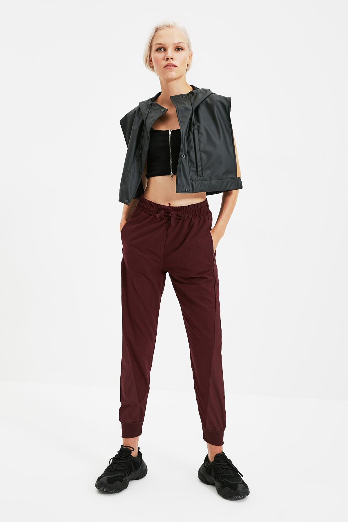 TRENDYOLMİLLA Mürdüm Spor Örme Eşofman Altı TWOSS20EA0065