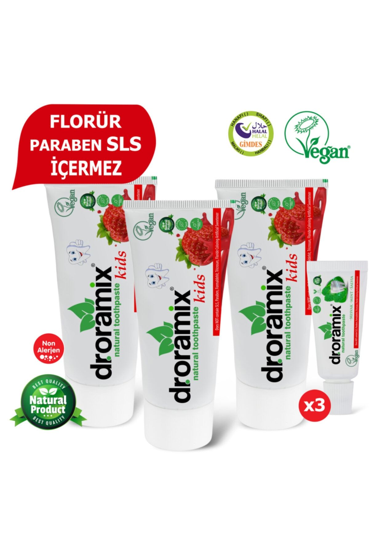 Dr. Oramix Çocuk Florürsüz Bitkisel 100gr X3 +seyahat Boy 21gr Diş Macunu