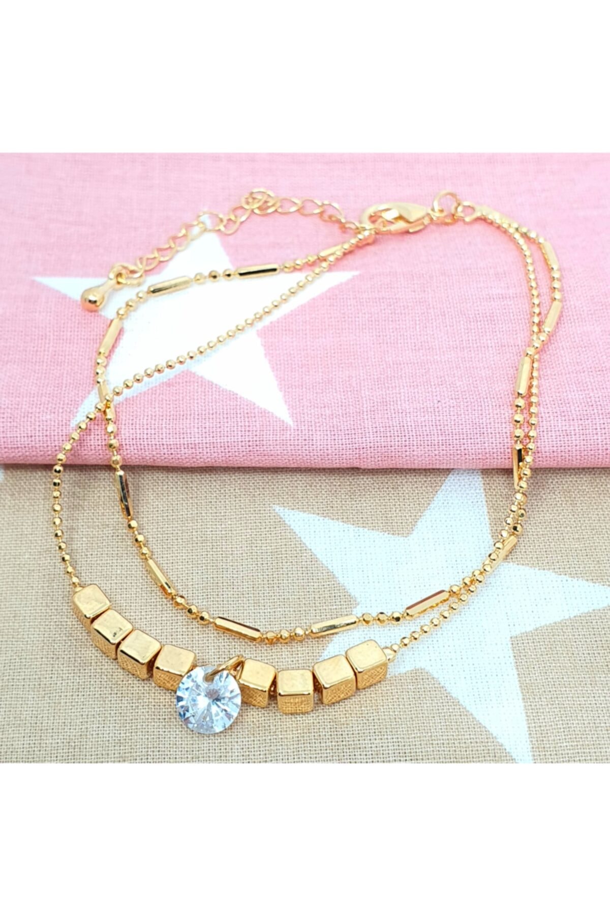 Stone Design Bracelet Yuvarlak Zirkon Halhal