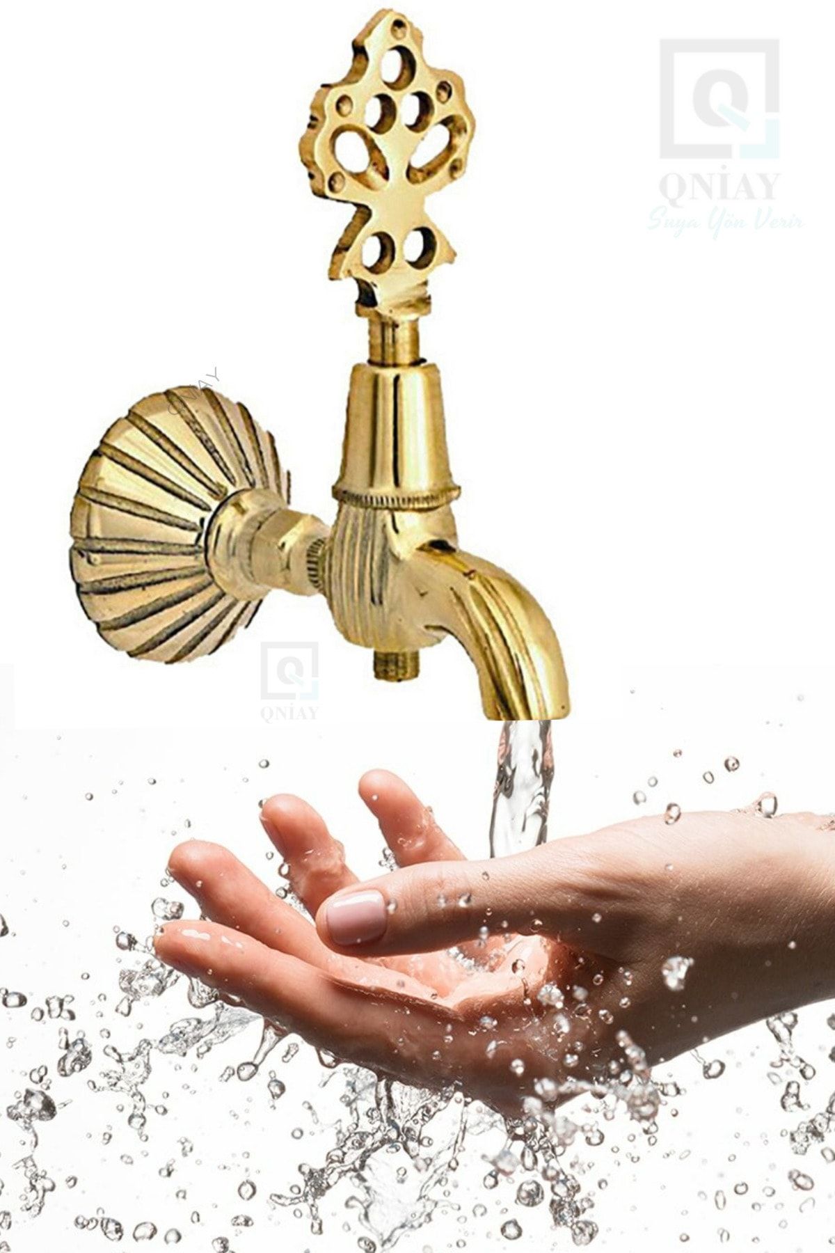 QNİAY Osmanlı Musluğu Nostalji Hamam Banyo Musluğu Pirinç Musluk Eskitme Sauna Göbek Taşı Soğuk Sıcak Su