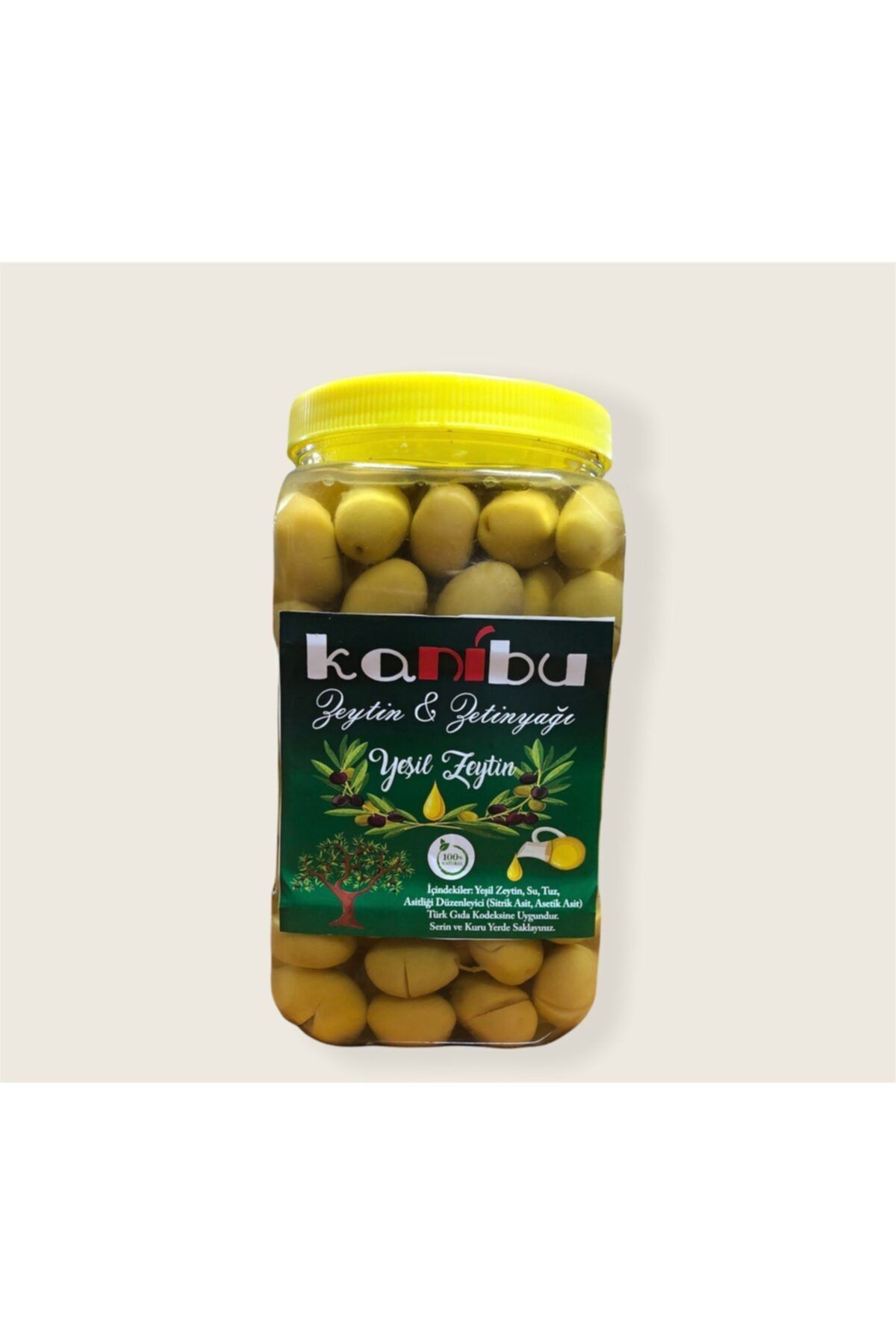 KANİBU 1. Kalite Akhisar 4xl Domat Kırma Yeşil Zeytin (140-160 Kb) Net:1300 Gr