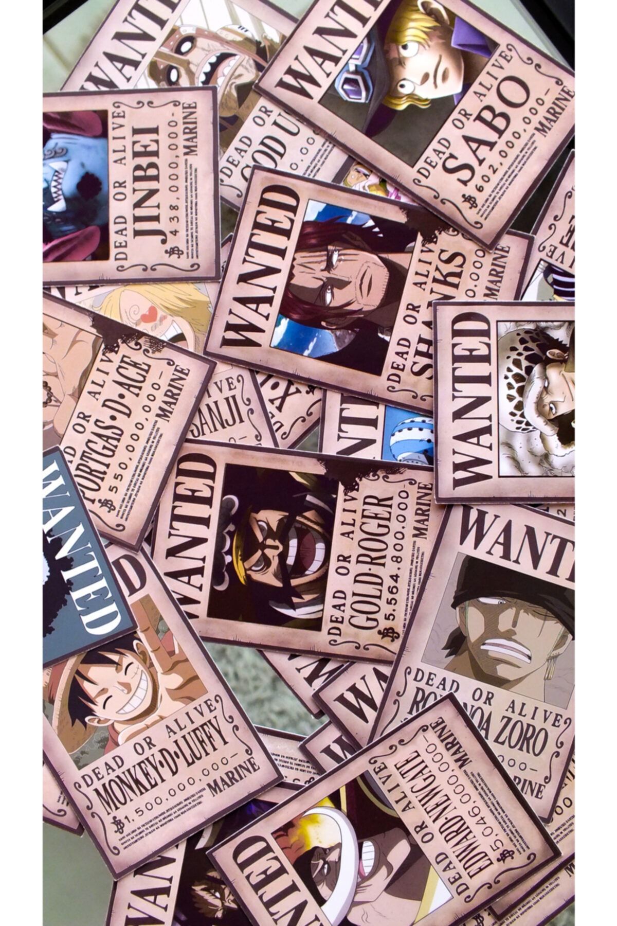 Flamelt One Piece Hasır Şapka Korsanları Wanted Sticker Seti