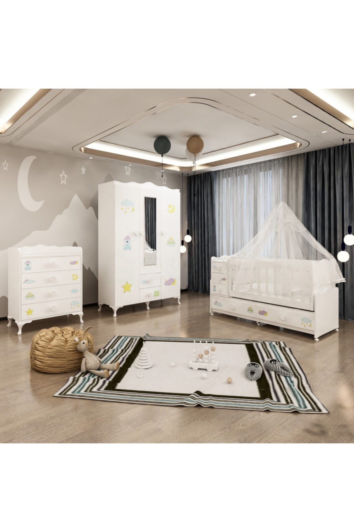 Garaj Home Melina Uykucu Bebek Odası Takımı - Yatak Ve Uyku Seti Kombinli Uyku Seti Krem