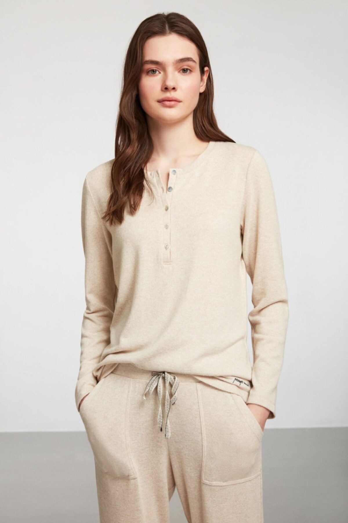 Penyemood Ekru Örme Pijama Takım