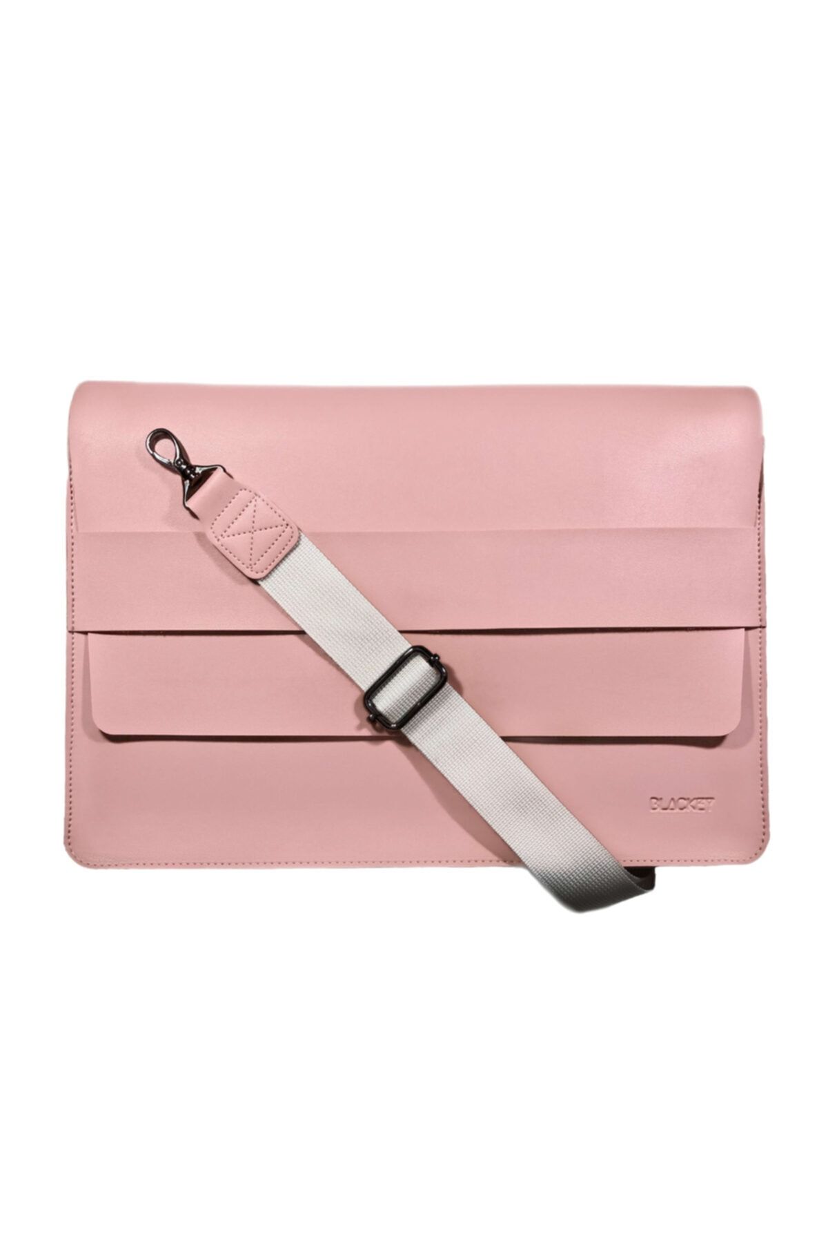 Blackey Studio Pudra Pembe Laptop Macbook Evrak Çantası Askılı - 11 13 13.3 14 15 15.6 Inç - Vegan Suni Deri