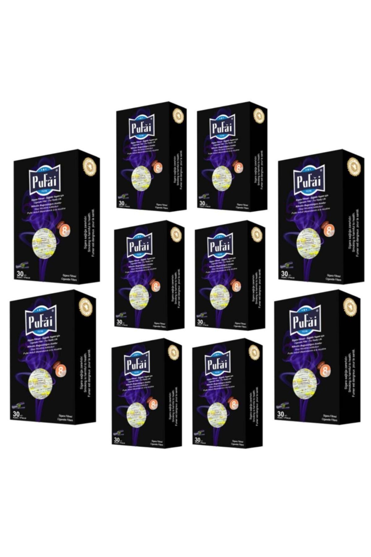 Pufai Ağızlığı Tar Süzen Sigara Filtresi 8 Mm Uyumlu 300 Adet 10 Kutu Dark