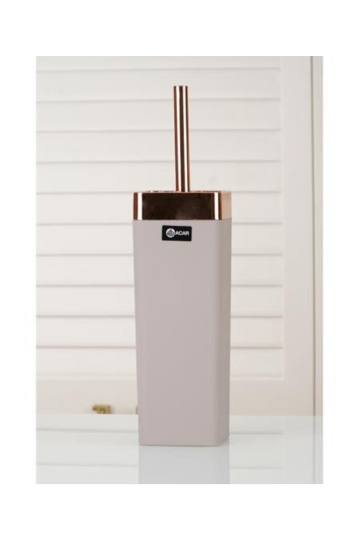 ACAR 38x8cm Akrilik Bakır Başlık Bej Kare Wc Fırça 11636