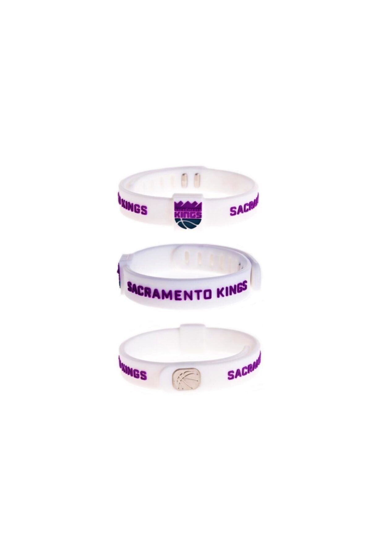 PurpleJam Beyaz Mor Kings Ayarlanabilir Basketbol Bileklik