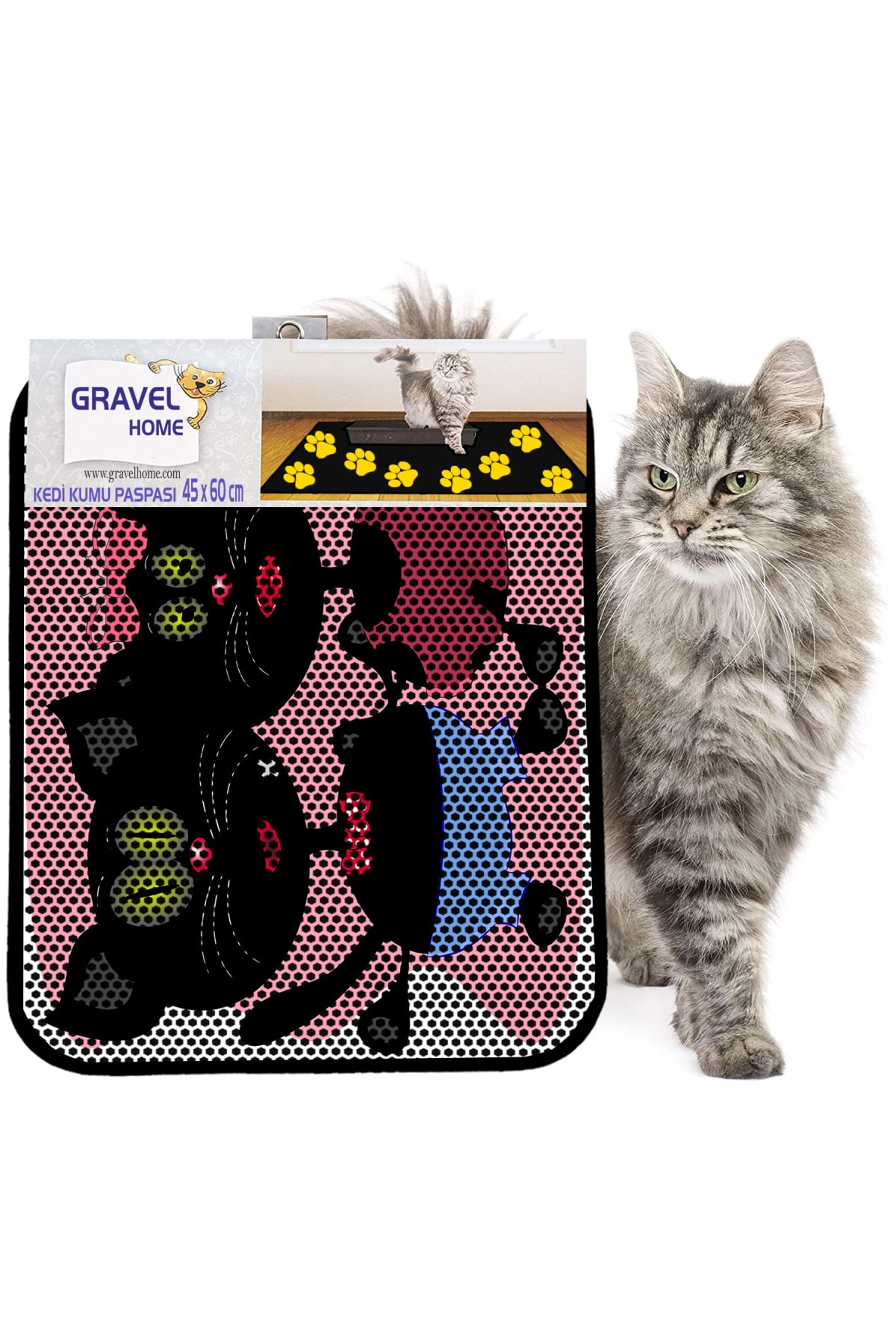 Gravel Kedi Kumu Paspası Yeni Sezon 45 X 60 Cm Nrszn0234