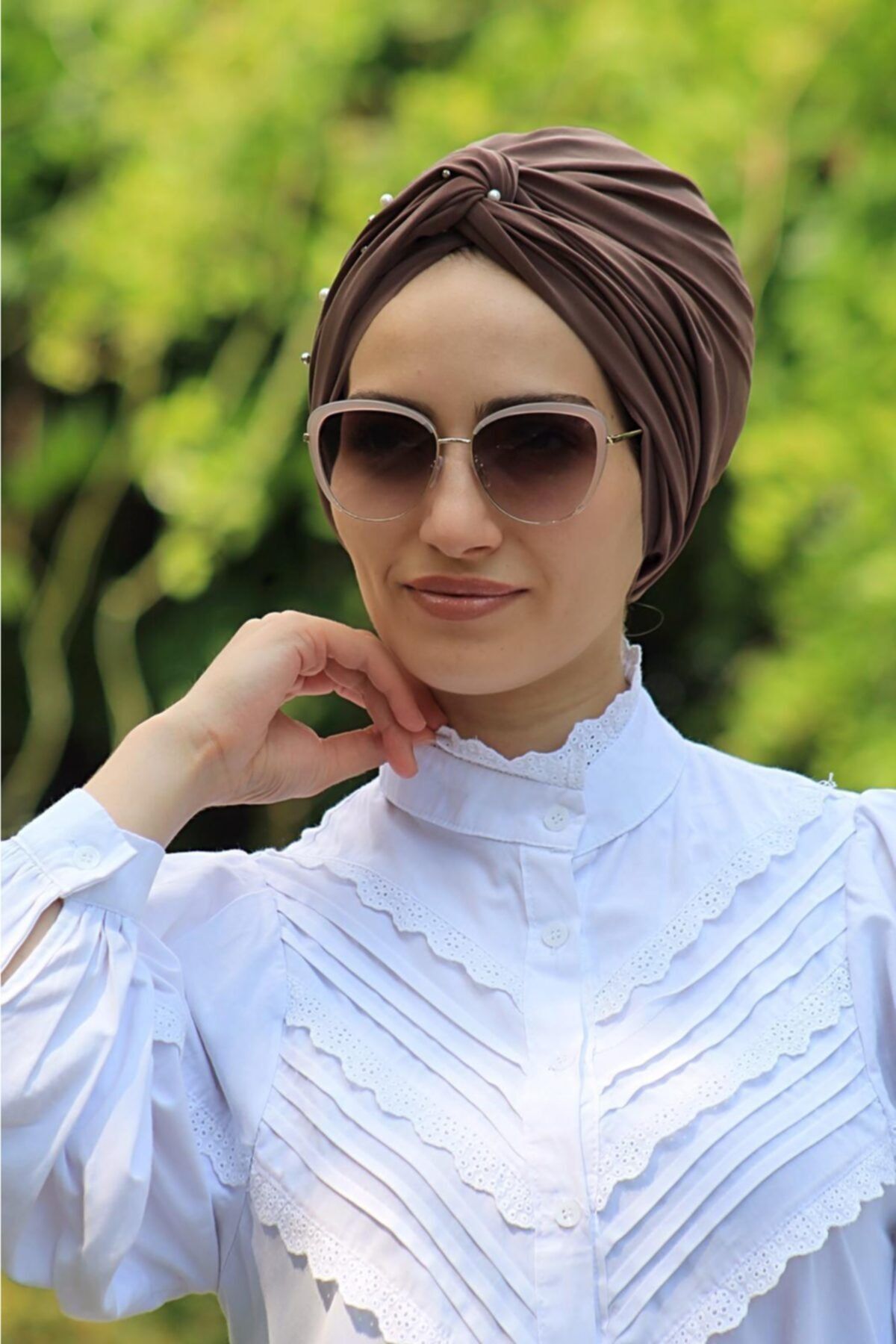 Zehra Hazır Havuz Tesettür Giyim (tesettür Giyim) Incili Hazır Olmayan Modelli Dolama Bone Koyu Vizyon Renk